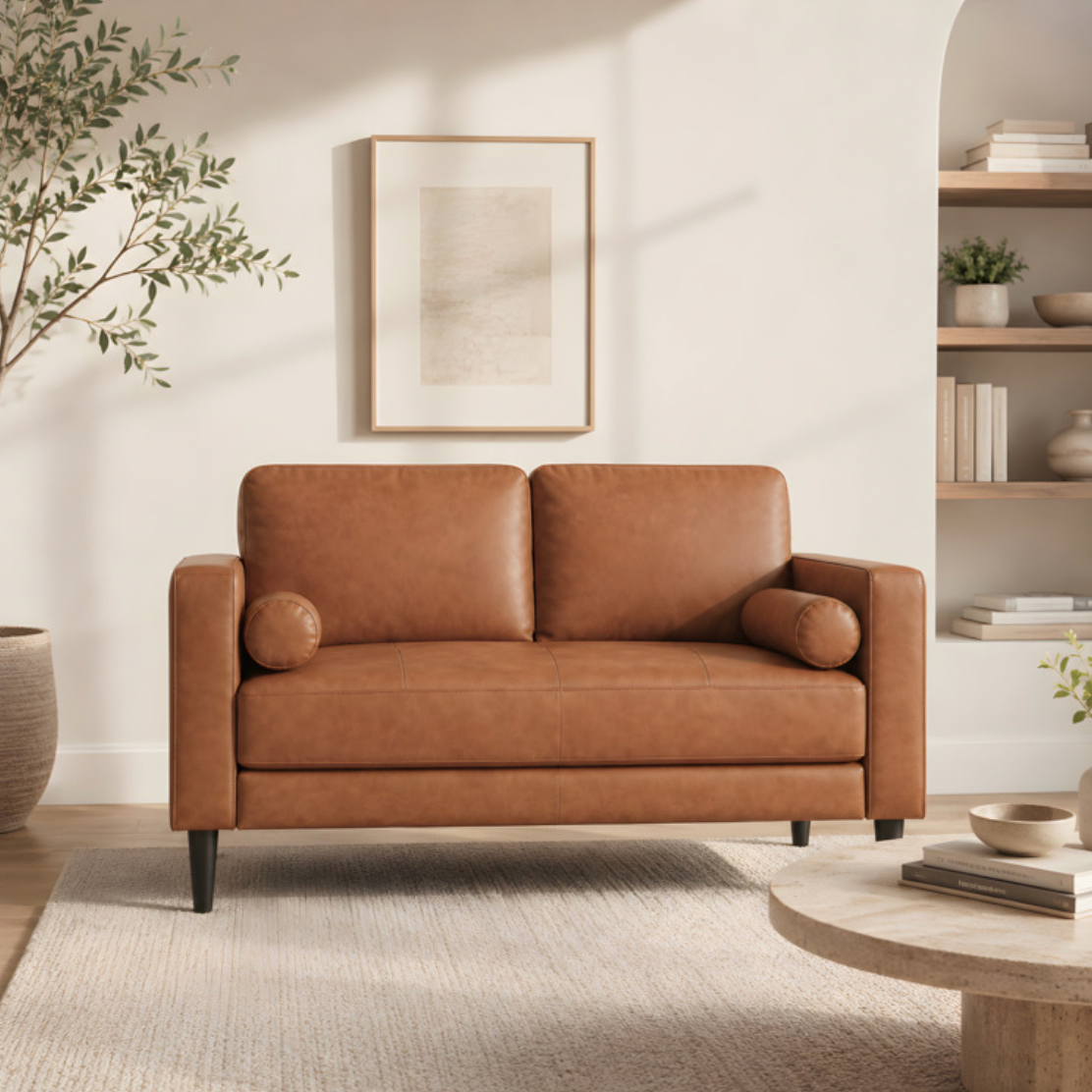 Top Grain Genuine Leather Loveseat