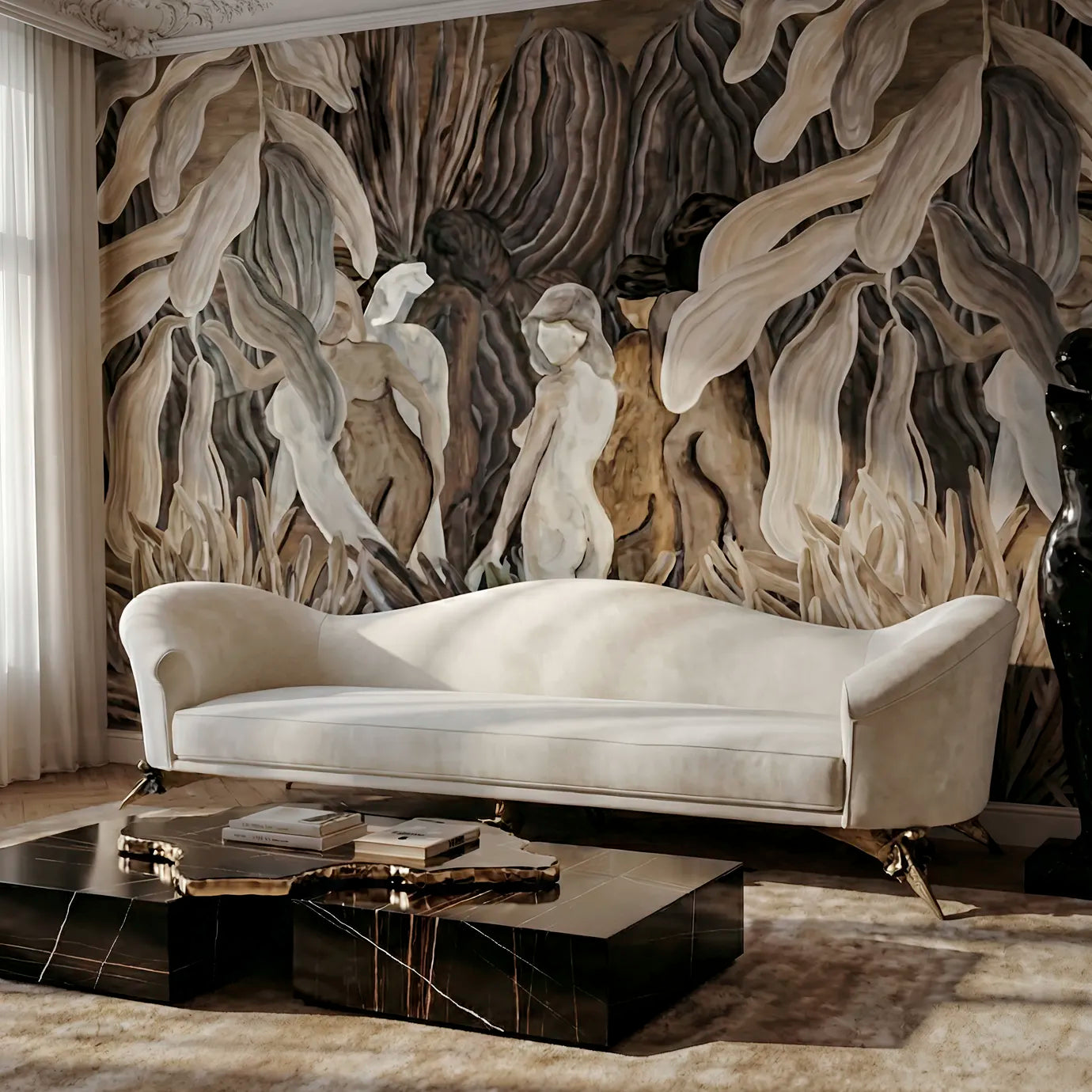 Colette Floral Metal Base Sofa