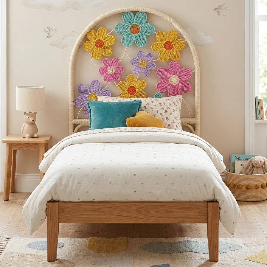 Belle Floral Rattan Headboard