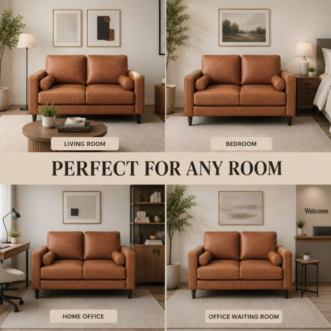 Top Grain Genuine Leather Loveseat