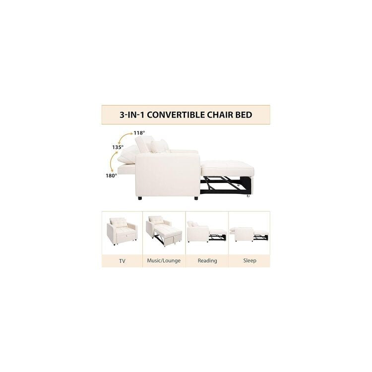 3-in-1 Folding Sofa Bed with Adjustable Backrest