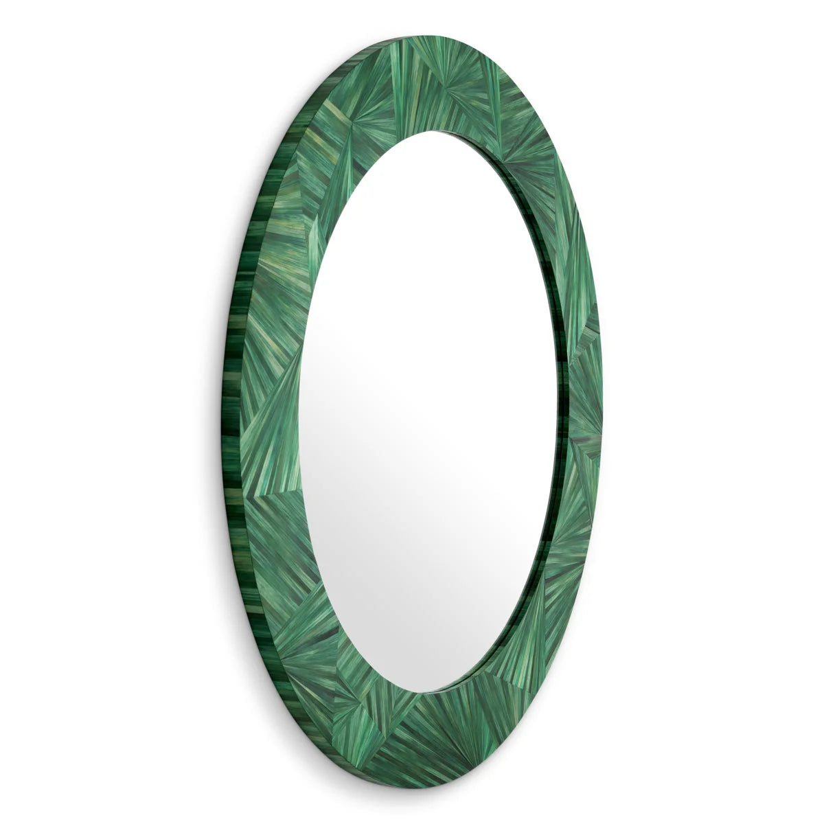 Mirror Cassara Straw Marquetry Green
