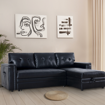 Lily L-Shaped Reversible Sleeper Sectional Sofa with USB Ports and Storage Chaise