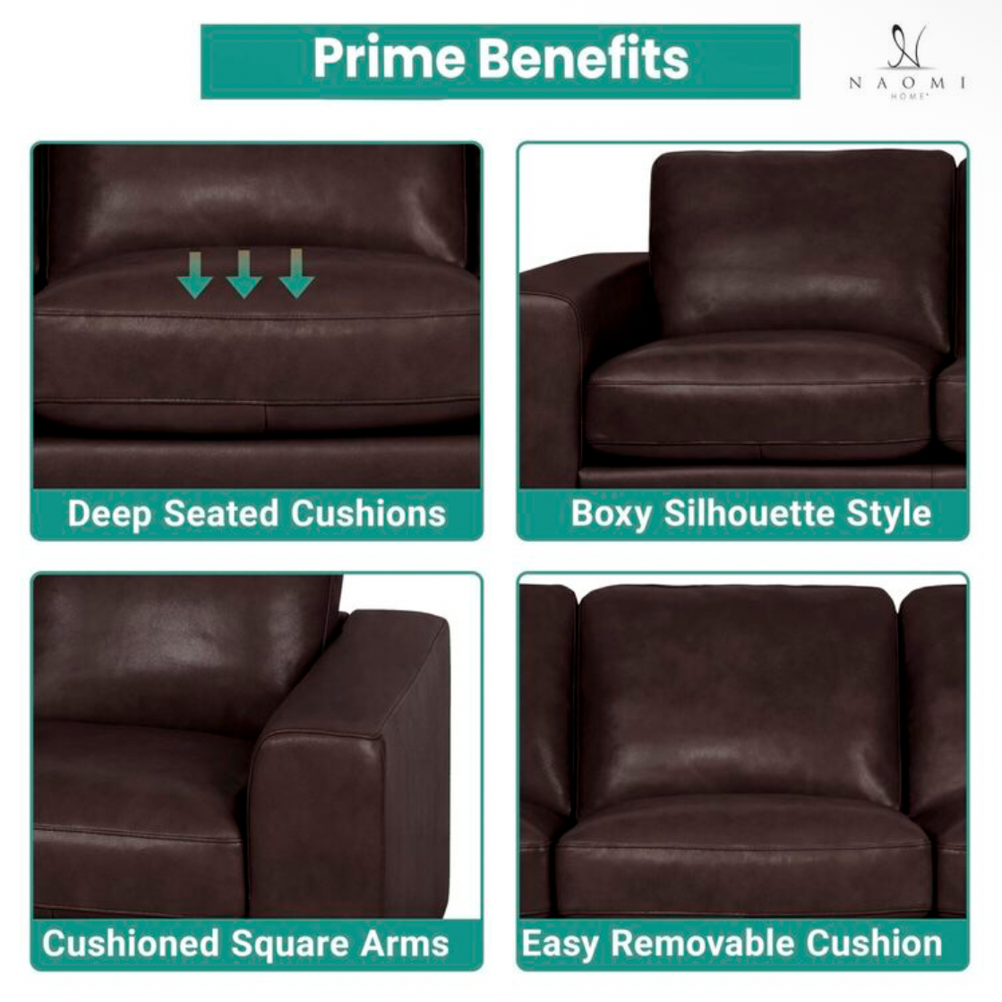 Oversized Genuine Leather 3 Seater Sofa