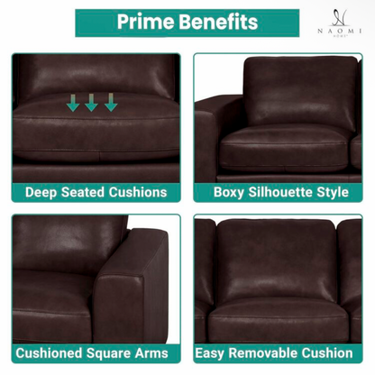 Oversized Genuine Leather 3 Seater Sofa