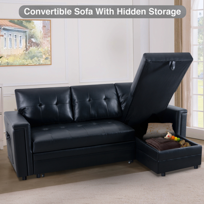 Lily L-Shaped Reversible Sleeper Sectional Sofa with USB Ports and Storage Chaise