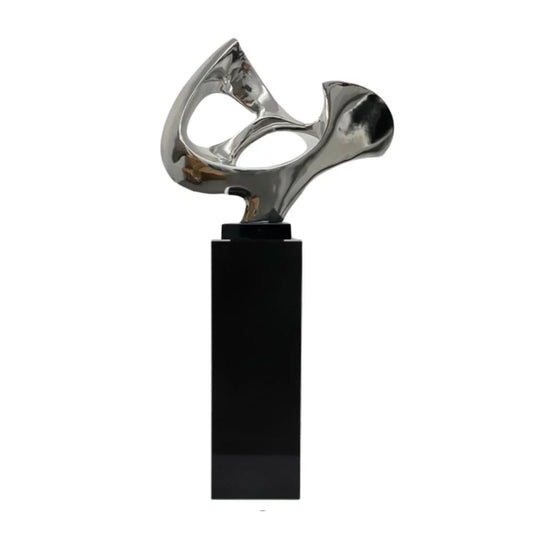 Abstract Mask Floor Sculpture With Black Stand