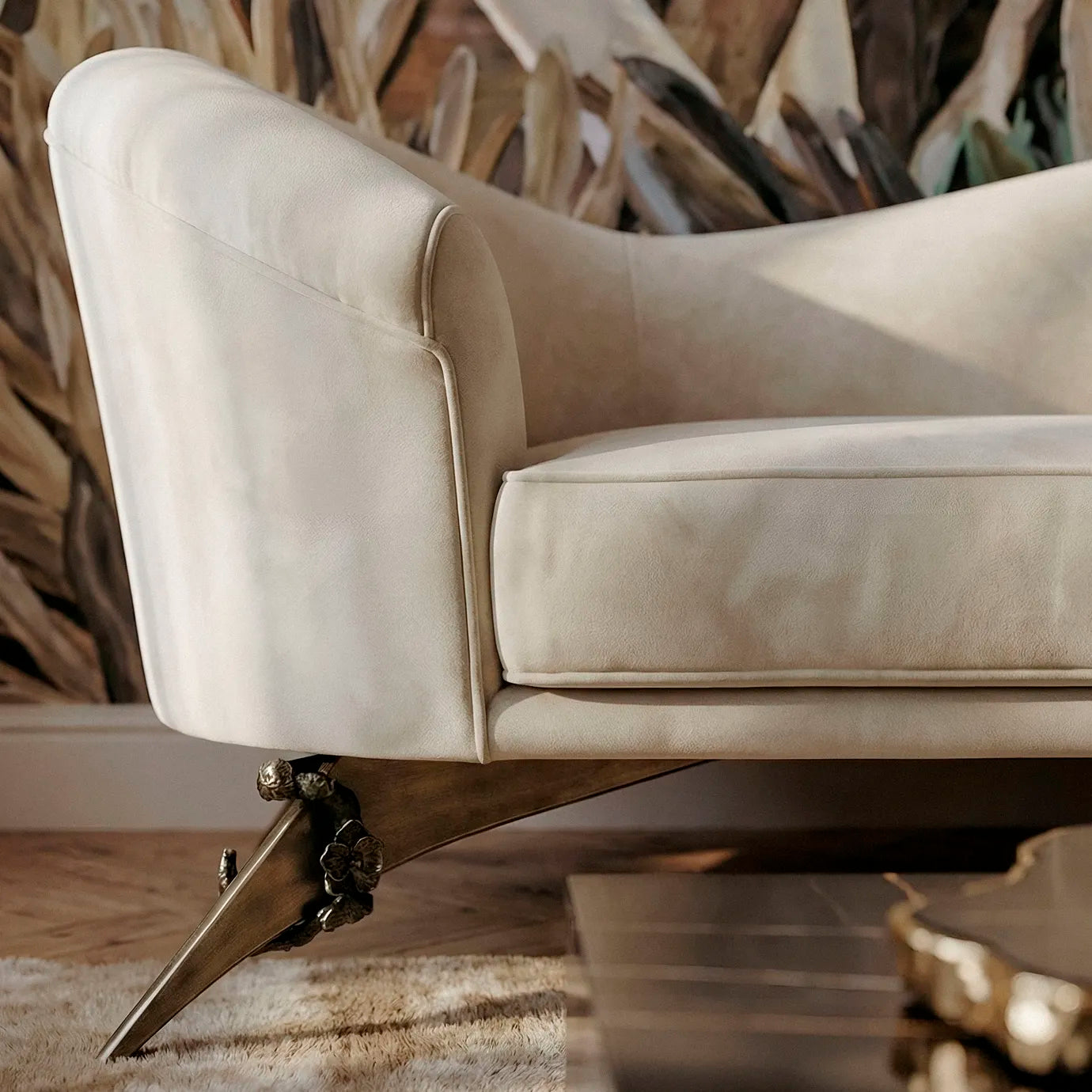 Colette Floral Metal Base Sofa
