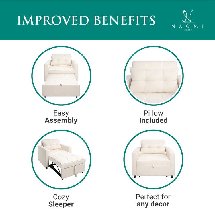 3-in-1 Folding Sofa Bed with Adjustable Backrest
