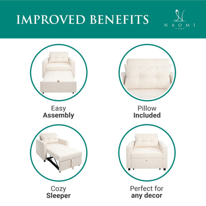 3-in-1 Folding Sofa Bed with Adjustable Backrest