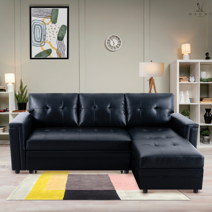 Lily L-Shaped Reversible Sleeper Sectional Sofa with USB Ports and Storage Chaise