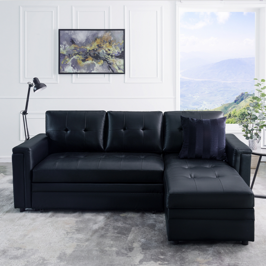 Lily L-Shaped Reversible Sleeper Sectional Sofa with USB Ports and Storage Chaise