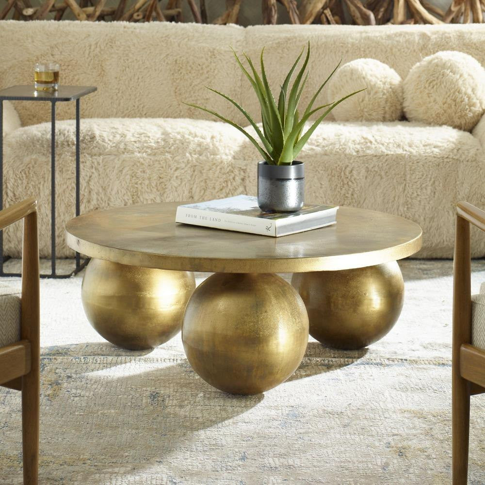 Uttermost Triplet Antique Brass Coffee Table