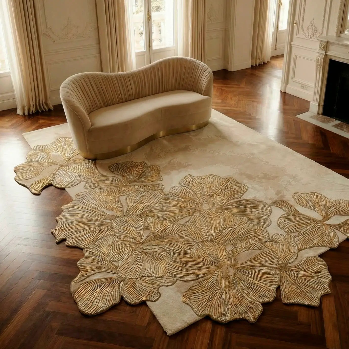 Hibiscus Bronze Rectangle Rug