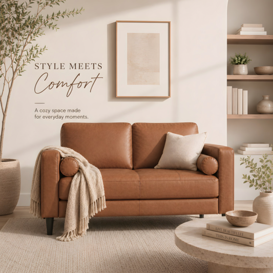 Top Grain Genuine Leather Loveseat