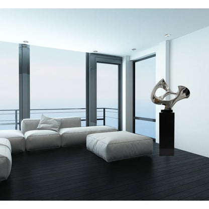Abstract Mask Floor Sculpture With Black Stand