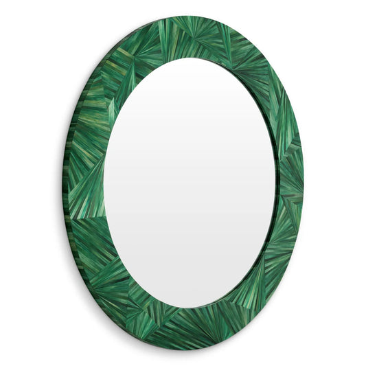 Mirror Cassara Straw Marquetry Green