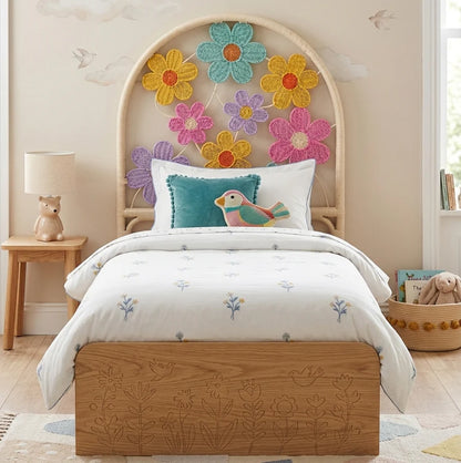Belle Floral Rattan Headboard