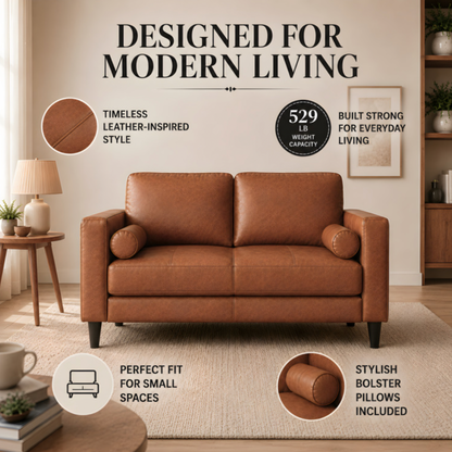 Top Grain Genuine Leather Loveseat