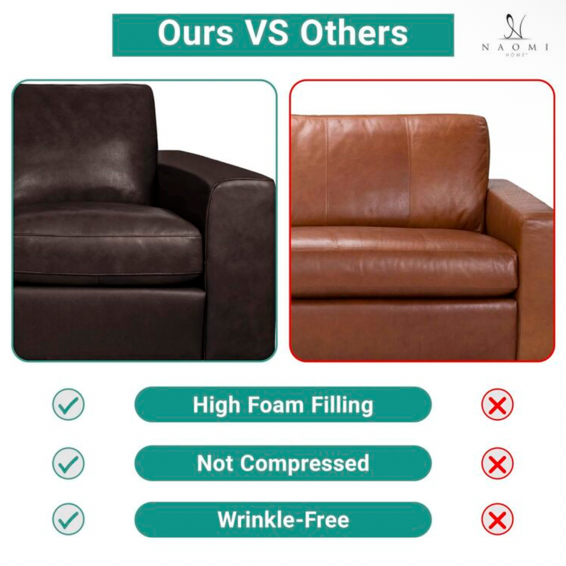 Oversized Genuine Leather 3 Seater Sofa