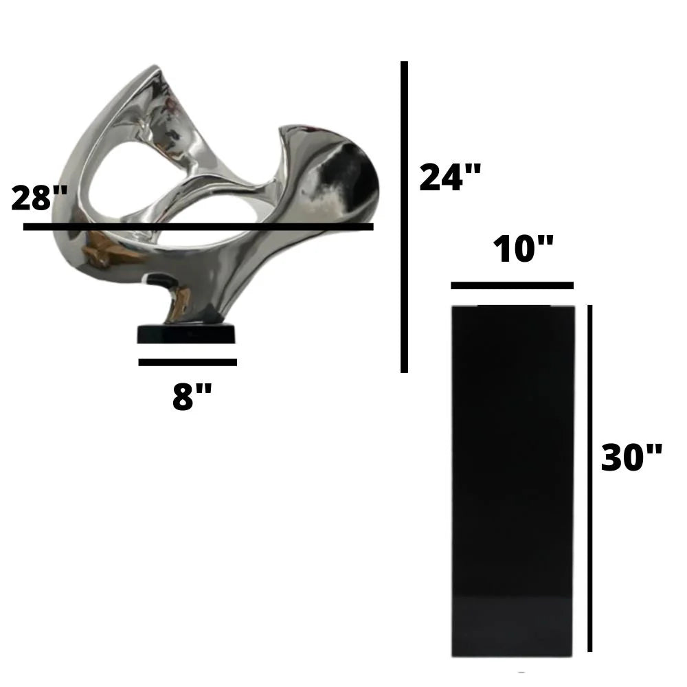 Abstract Mask Floor Sculpture With Black Stand