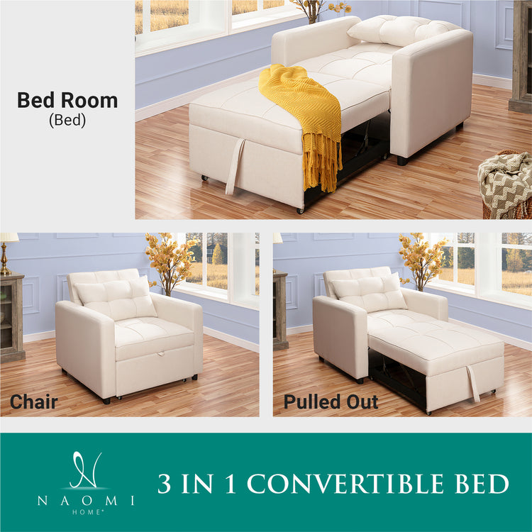 3-in-1 Folding Sofa Bed with Adjustable Backrest