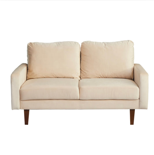 Velvet Sofa - Modern Couch with Wooden Legs