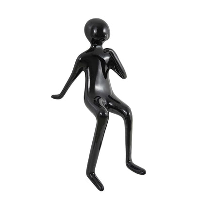 Urban Thinker– Glossy Black Resin Seated Figure Sculpture