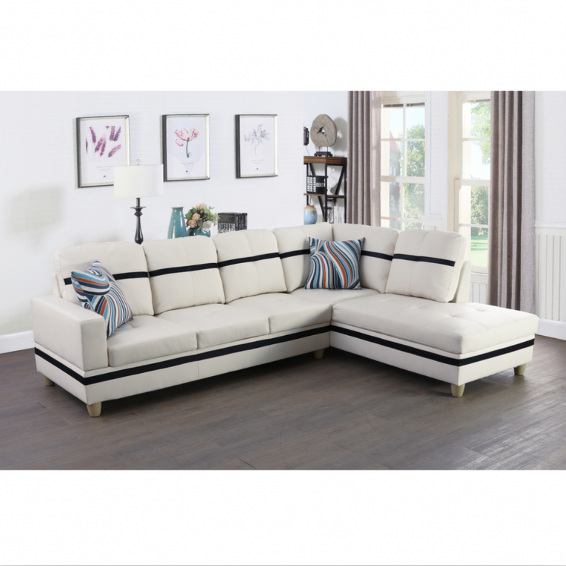 L Shape Sectional Sofa Sets With Pillows